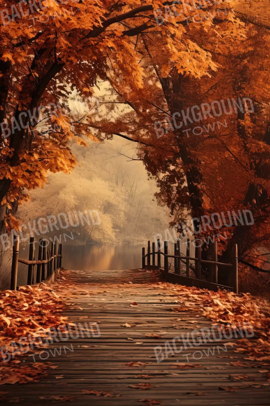 Autumn Lake Path Ii 8’X12’ Ultracloth (96 X 144 Inch) Backdrop