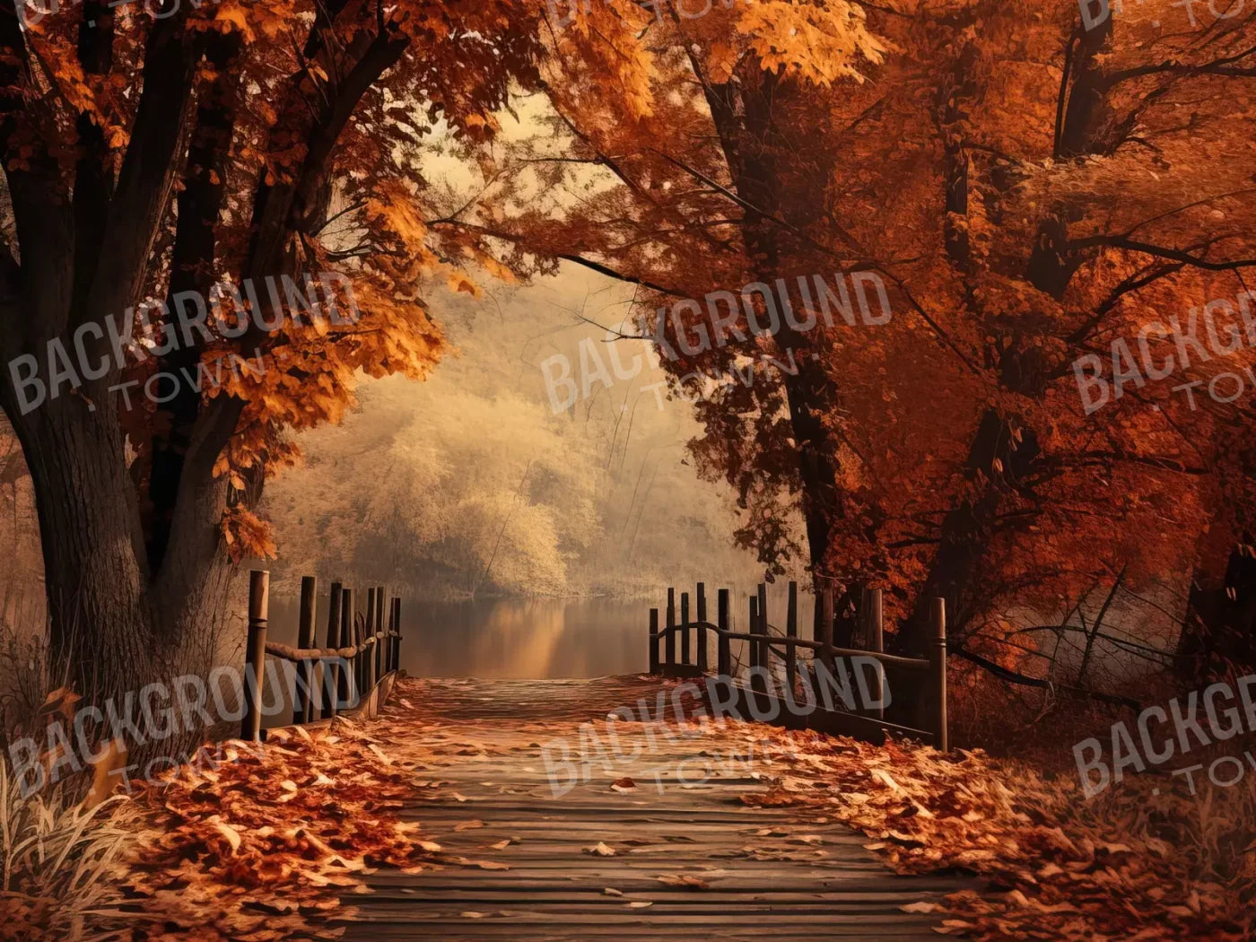 Autumn Lake Path Ii 8’X6’ Fleece (96 X 72 Inch) Backdrop