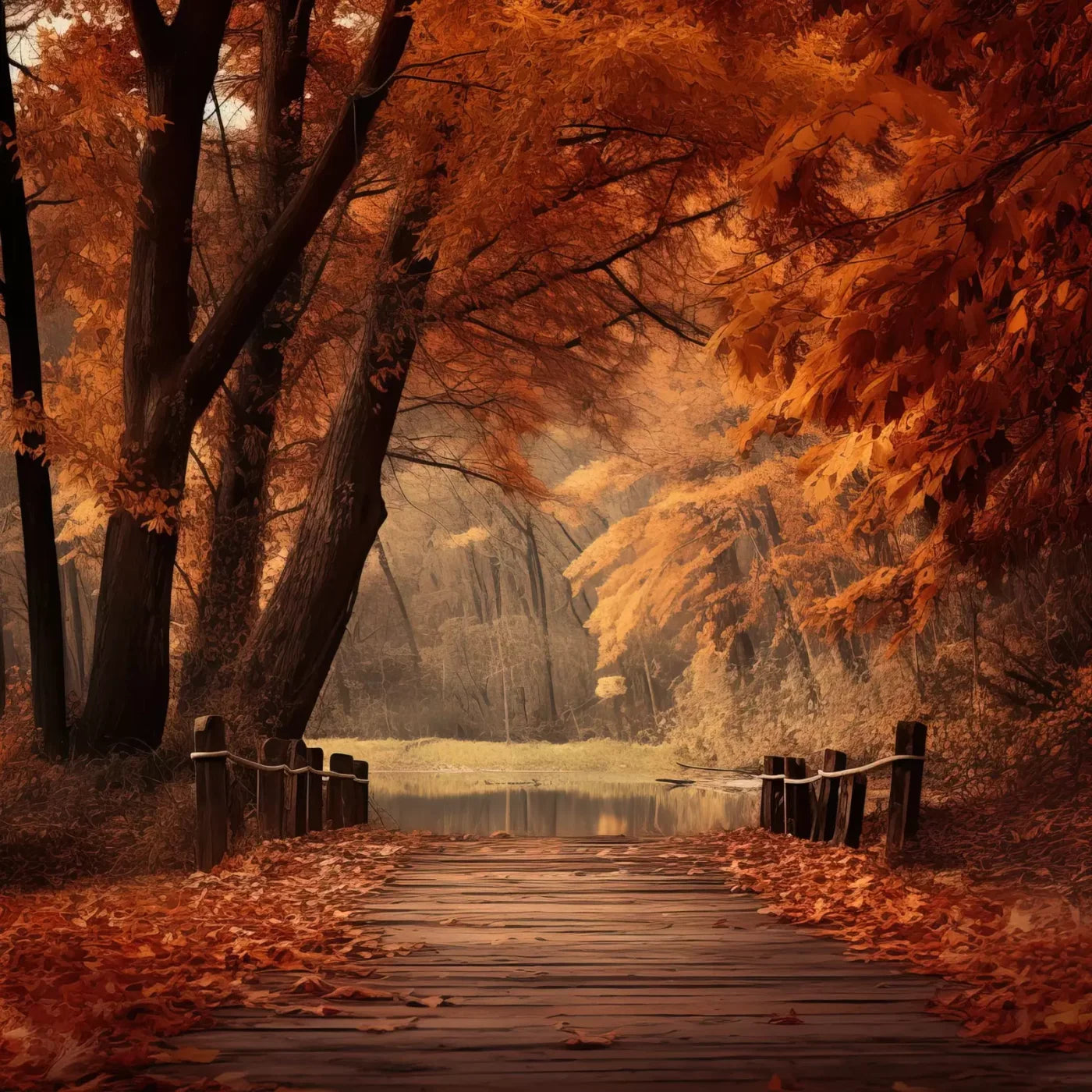 Autumn Lake Path Iii 10’X10’ Ultracloth (120 X Inch) Backdrop