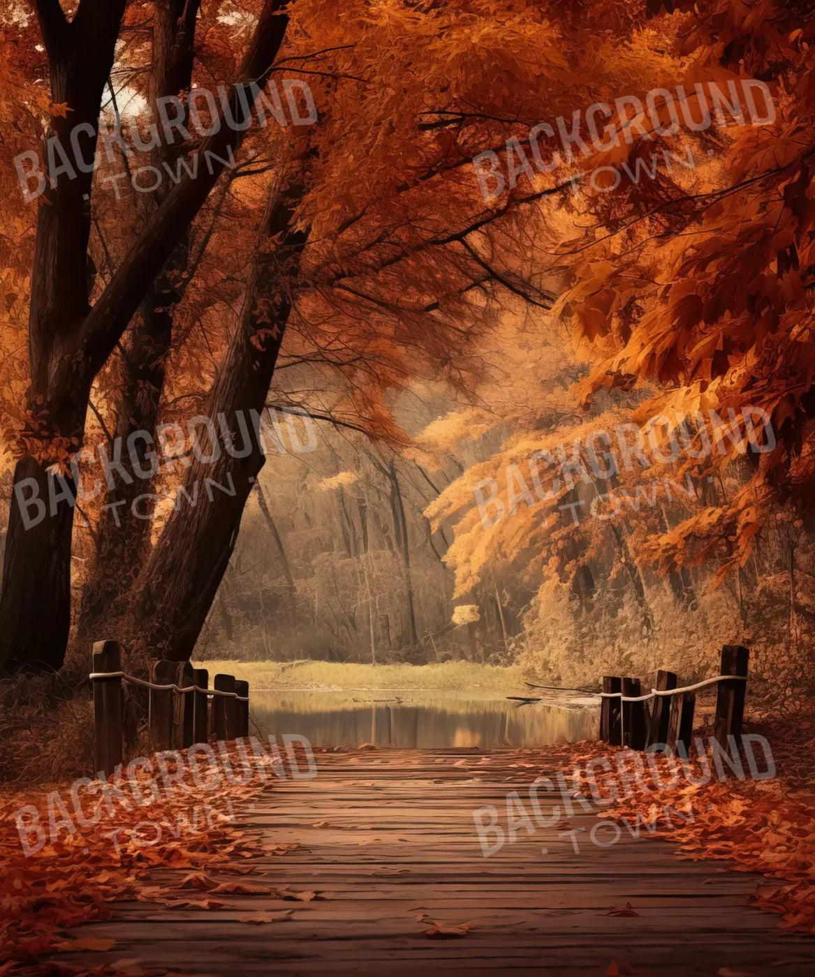 Autumn Lake Path Iii 10’X12’ Ultracloth (120 X 144 Inch) Backdrop