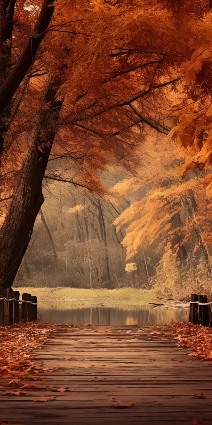 Autumn Lake Path Iii 10’X20’ Ultracloth (120 X 240 Inch) Backdrop