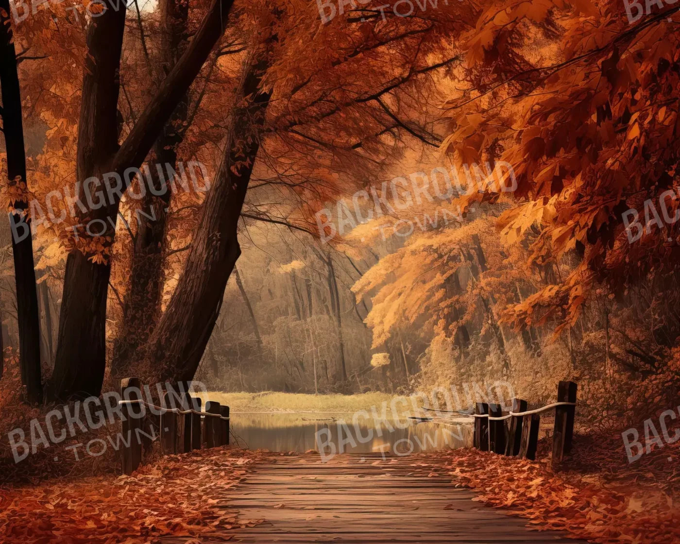 Autumn Lake Path Iii 10’X8’ Fleece (120 X 96 Inch) Backdrop