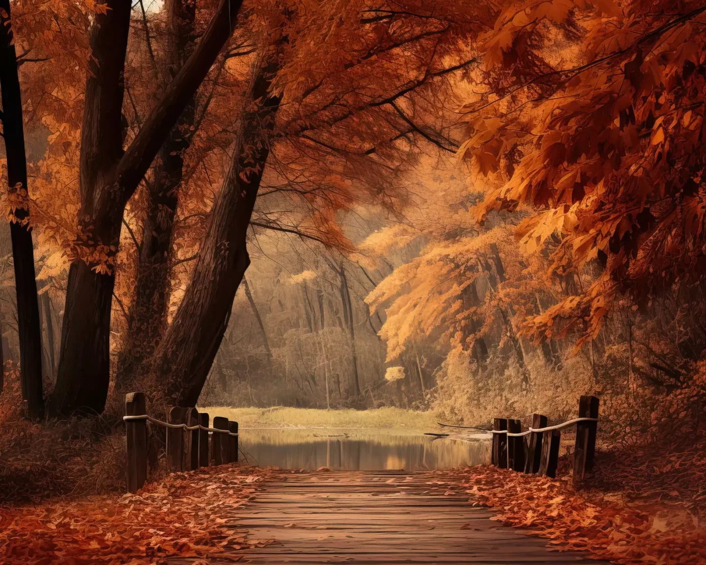 Autumn Lake Path Iii 10’X8’ Fleece (120 X 96 Inch) Backdrop