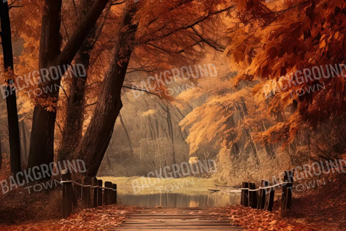Autumn Lake Path Iii 12’X8’ Ultracloth (144 X 96 Inch) Backdrop