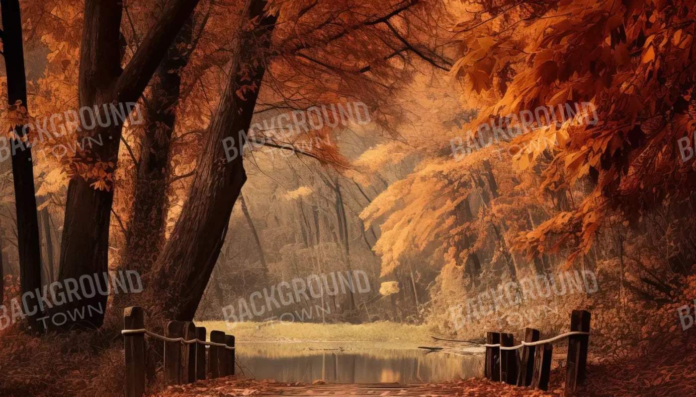 Autumn Lake Path Iii 14’X8’ Ultracloth (168 X 96 Inch) Backdrop