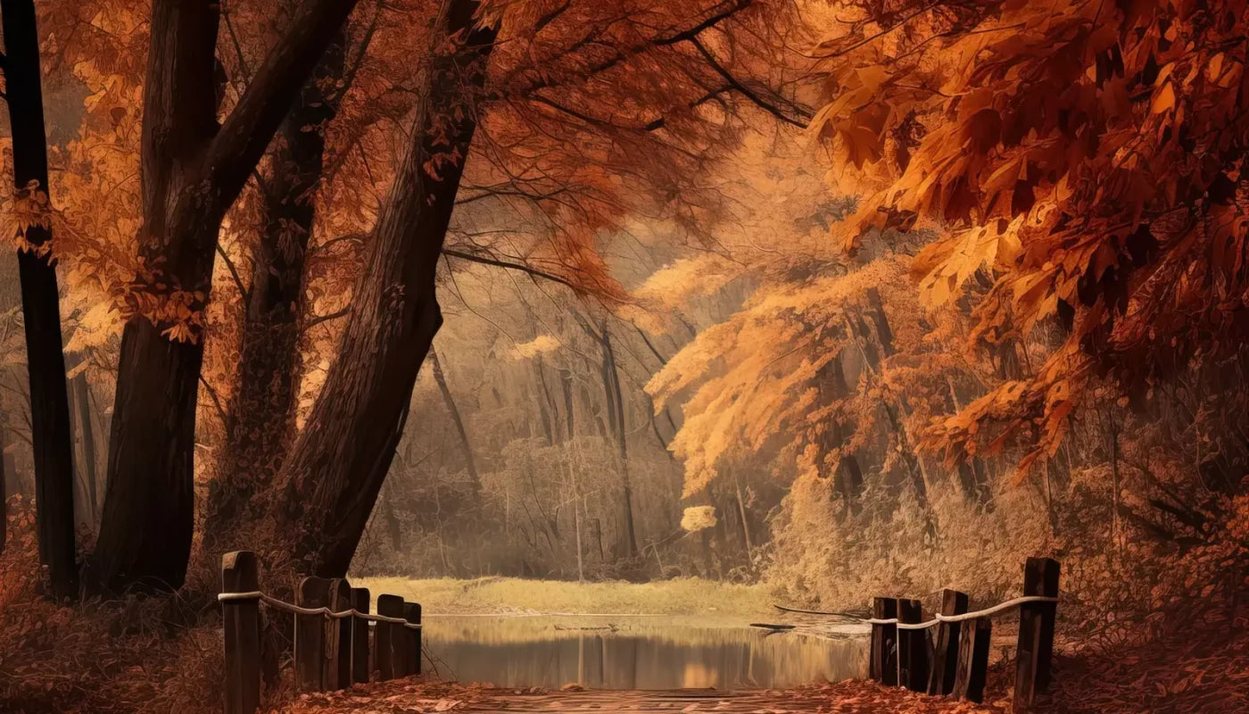 Autumn Lake Path Iii 14’X8’ Ultracloth (168 X 96 Inch) Backdrop