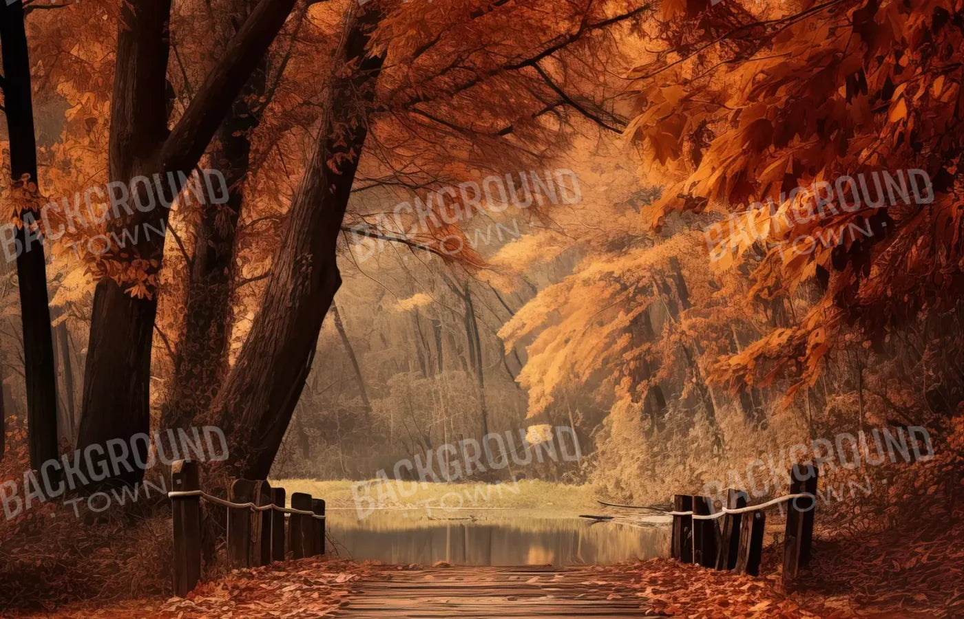 Autumn Lake Path Iii 14’X9’ Ultracloth (168 X 108 Inch) Backdrop