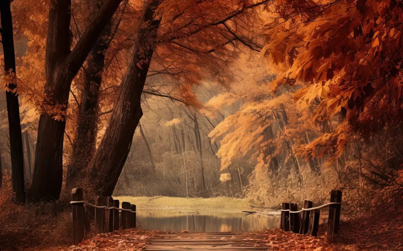 Autumn Lake Path Iii 16’X10’ Ultracloth (192 X 120 Inch) Backdrop