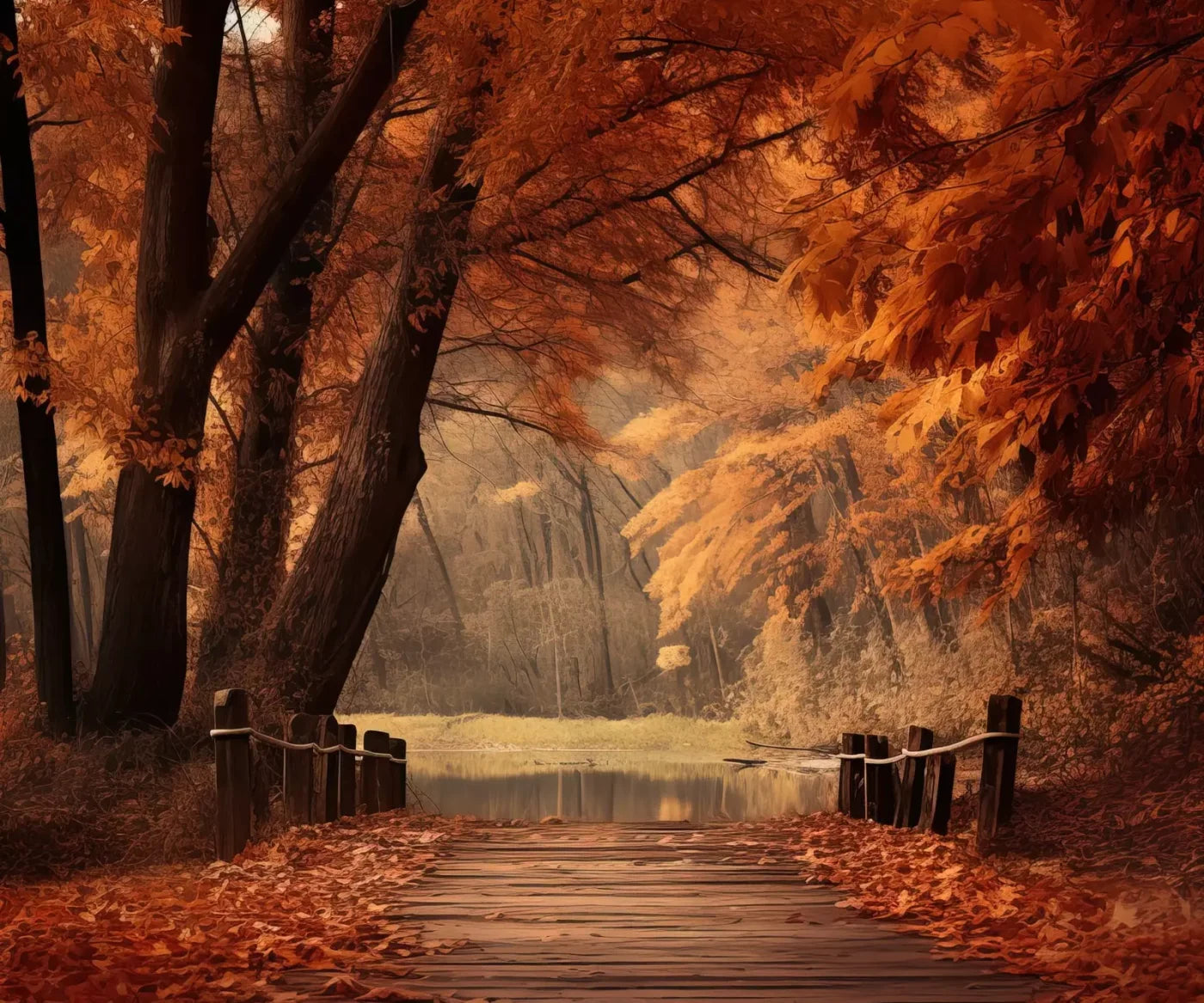 Autumn Lake Path Iii 5’X4’2 Fleece (60 X 50 Inch) Backdrop