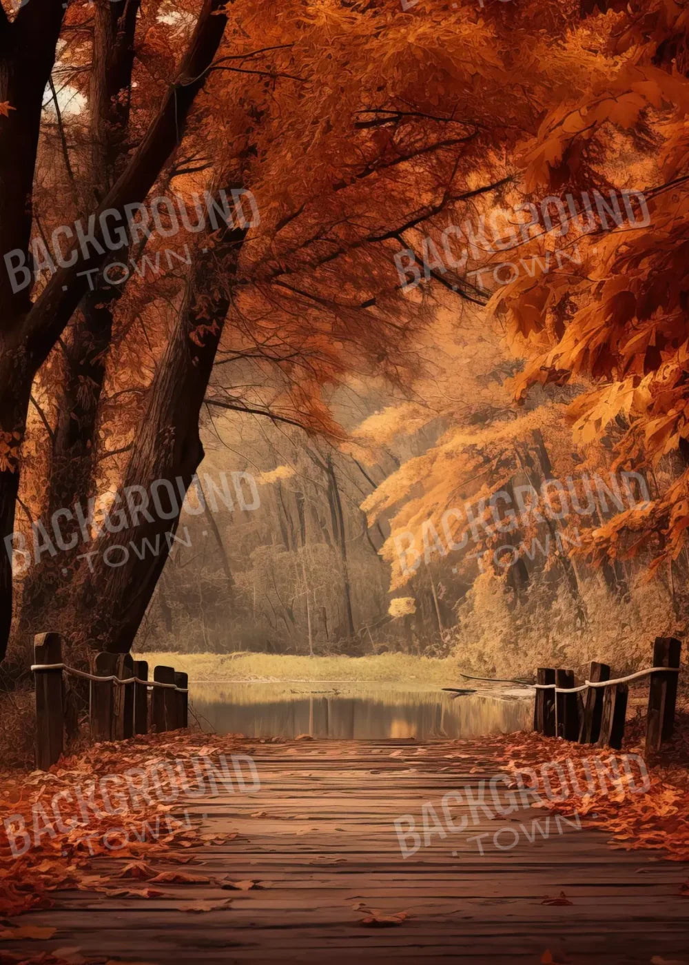Autumn Lake Path Iii 5’X7’ Ultracloth (60 X 84 Inch) Backdrop
