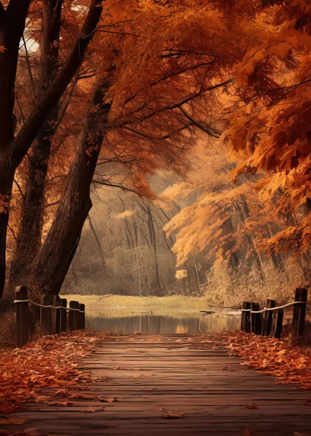 Autumn Lake Path Iii 5’X7’ Ultracloth (60 X 84 Inch) Backdrop