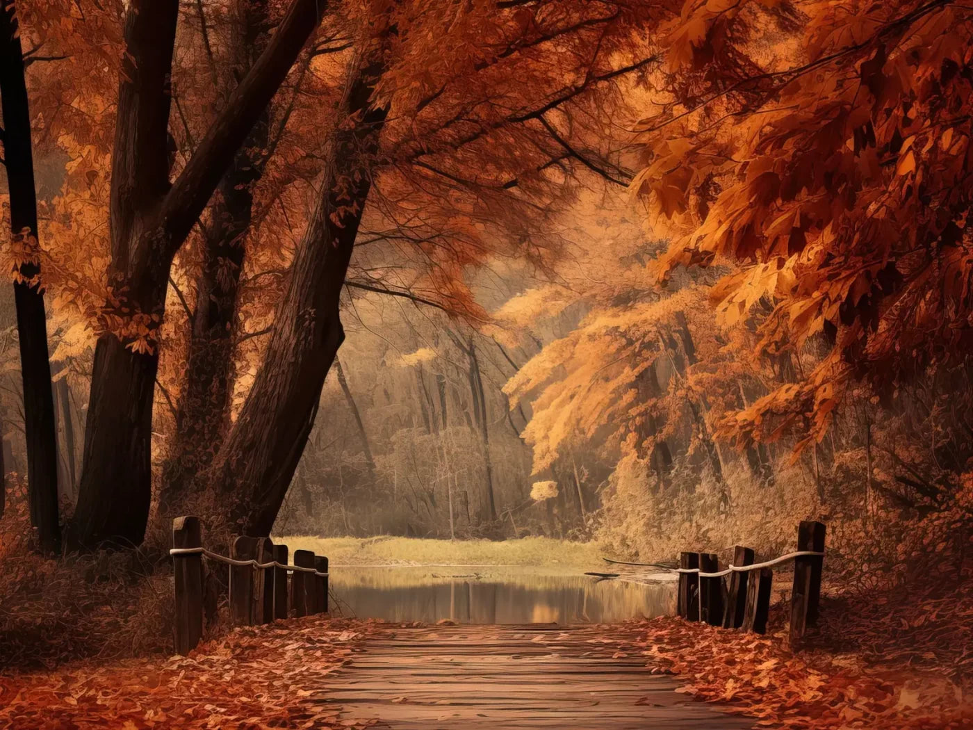 Autumn Lake Path Iii 6’8X5’ Fleece (80 X 60 Inch) Backdrop