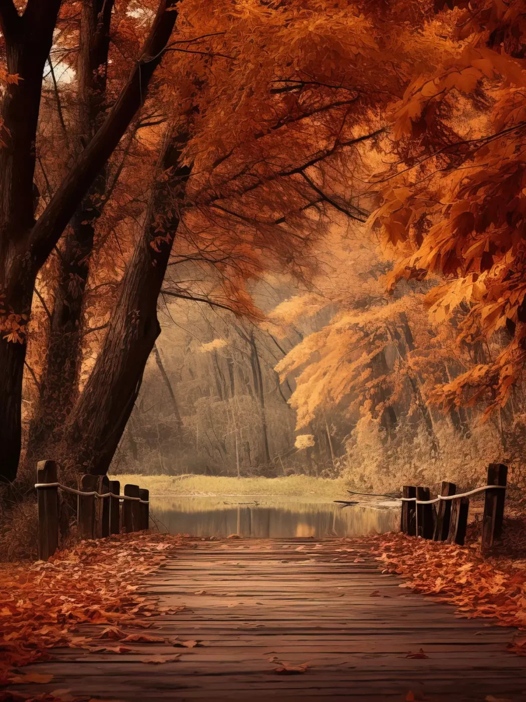 Autumn Lake Path Iii 6’X8’ Fleece (72 X 96 Inch) Backdrop