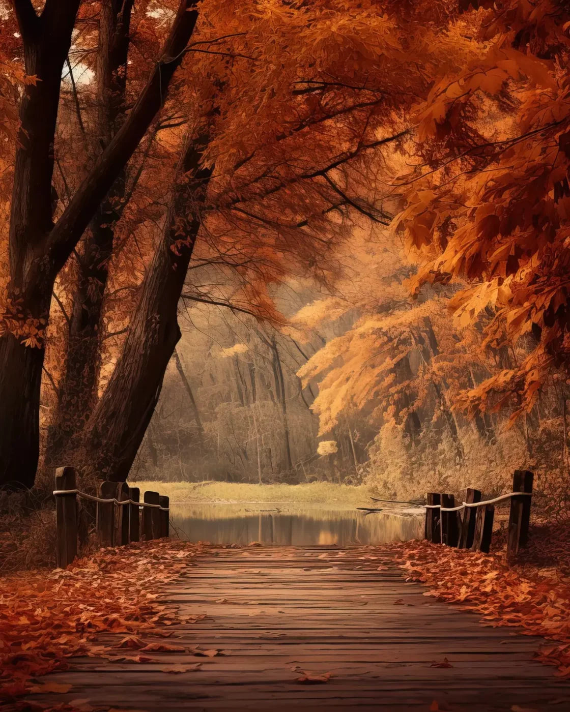 Autumn Lake Path Iii 8’X10’ Fleece (96 X 120 Inch) Backdrop