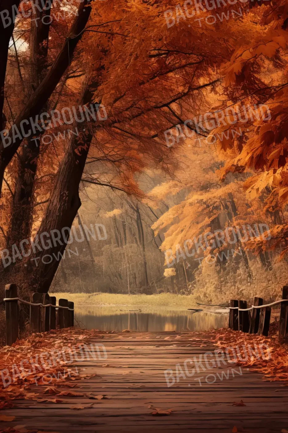 Autumn Lake Path Iii 8’X12’ Ultracloth (96 X 144 Inch) Backdrop