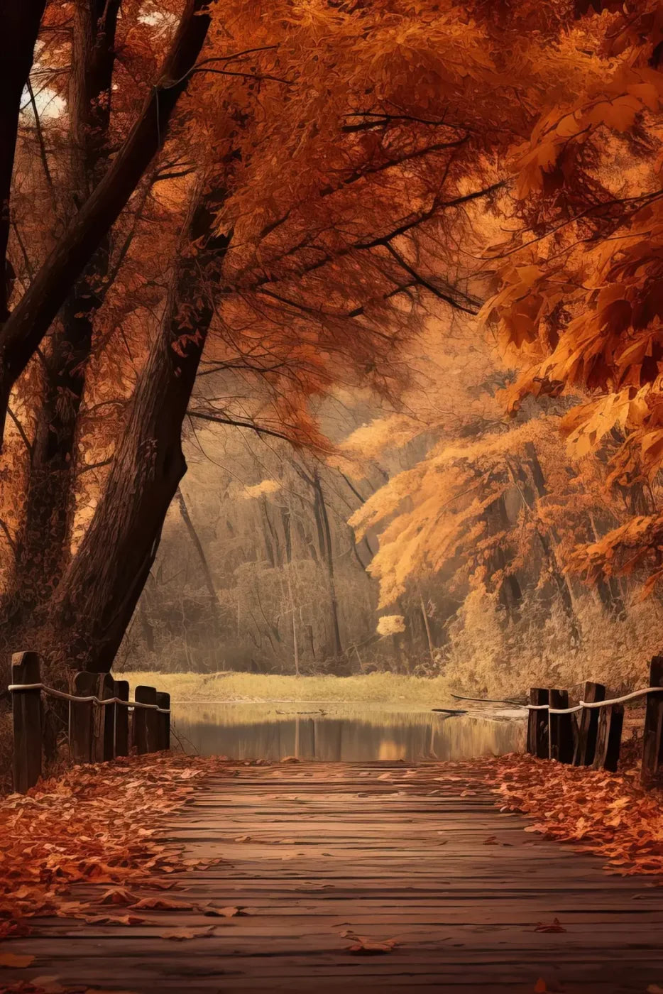 Autumn Lake Path Iii 8’X12’ Ultracloth (96 X 144 Inch) Backdrop