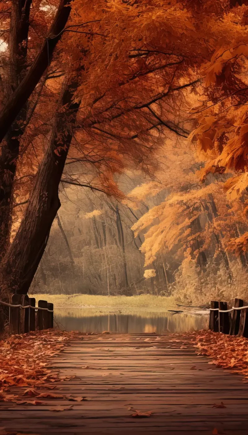 Autumn Lake Path Iii 8’X14’ Ultracloth (96 X 168 Inch) Backdrop