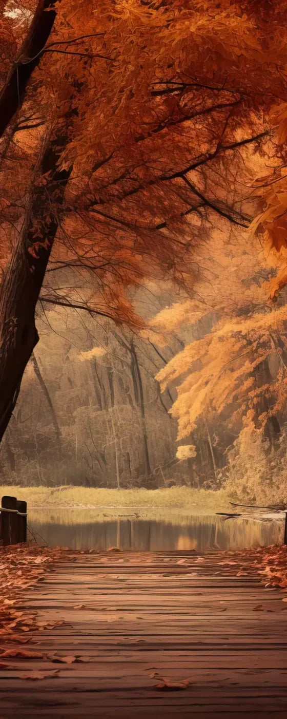Autumn Lake Path Iii 8’X20’ Ultracloth (96 X 240 Inch) Backdrop