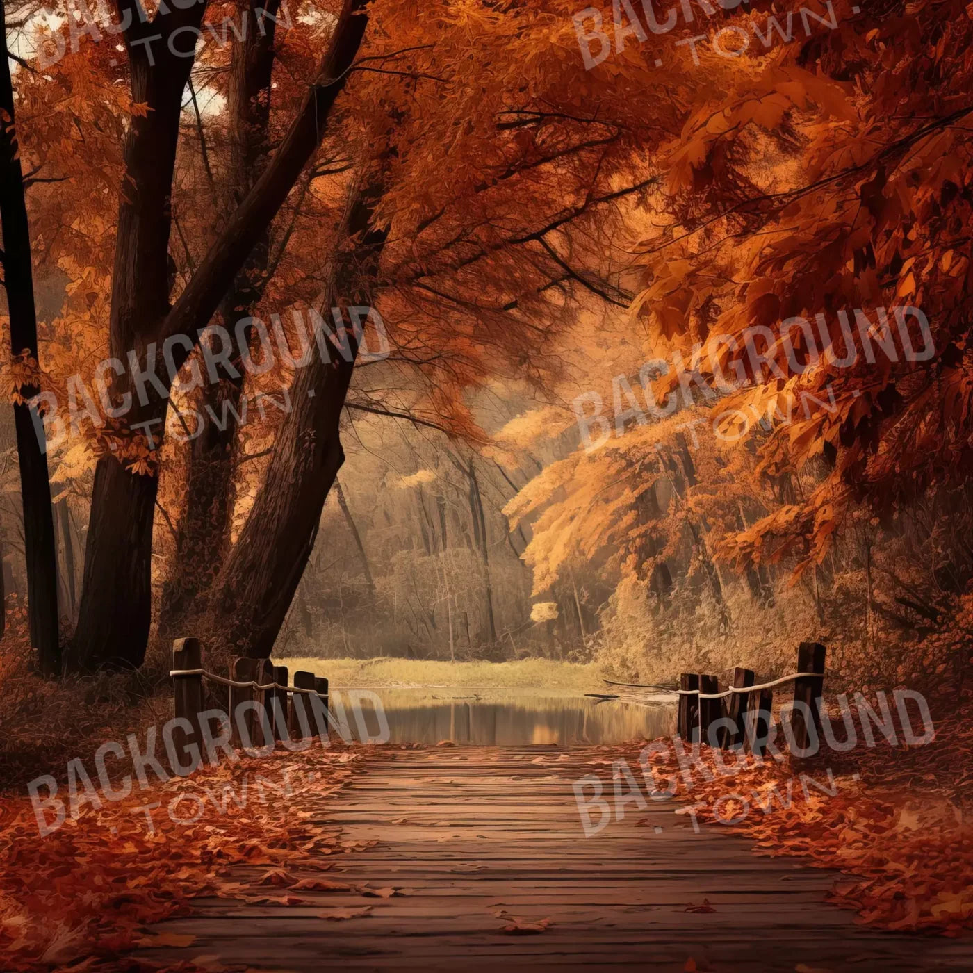 Autumn Lake Path Iii 8’X8’ Fleece (96 X Inch) Backdrop