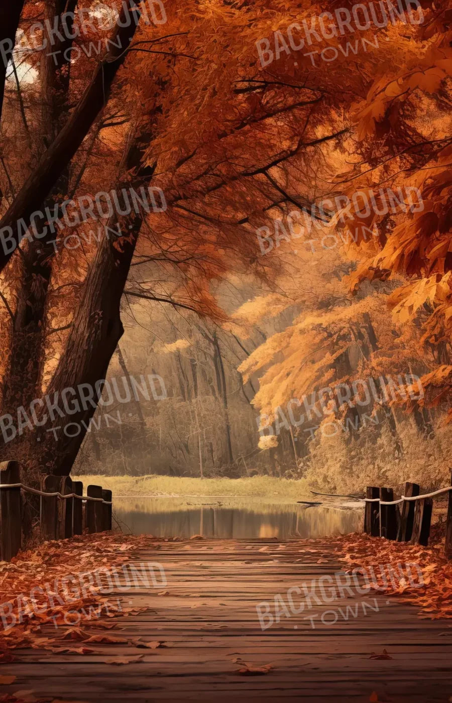 Autumn Lake Path Iii 9’X14’ Ultracloth (108 X 168 Inch) Backdrop