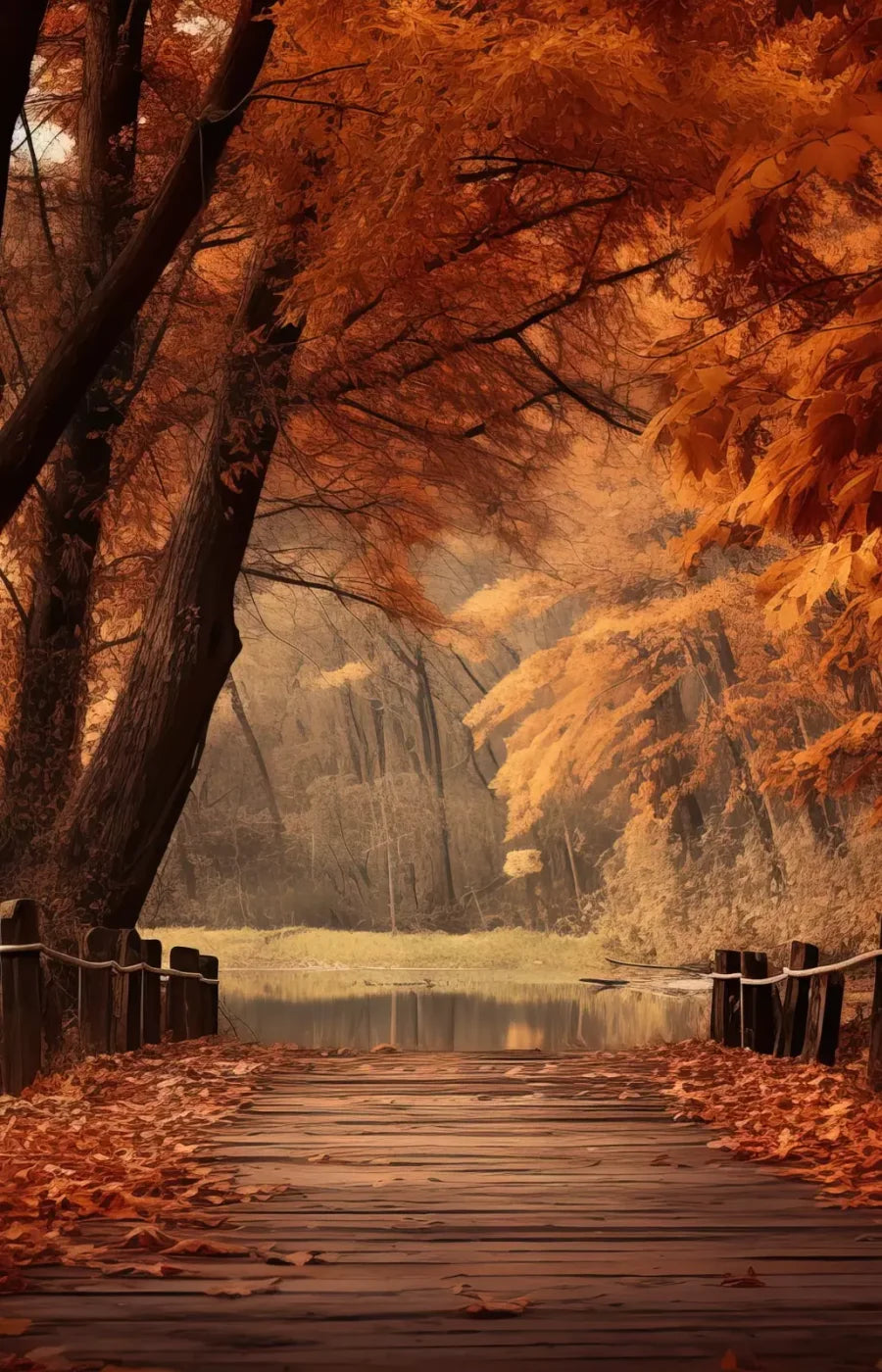 Autumn Lake Path Iii 9’X14’ Ultracloth (108 X 168 Inch) Backdrop