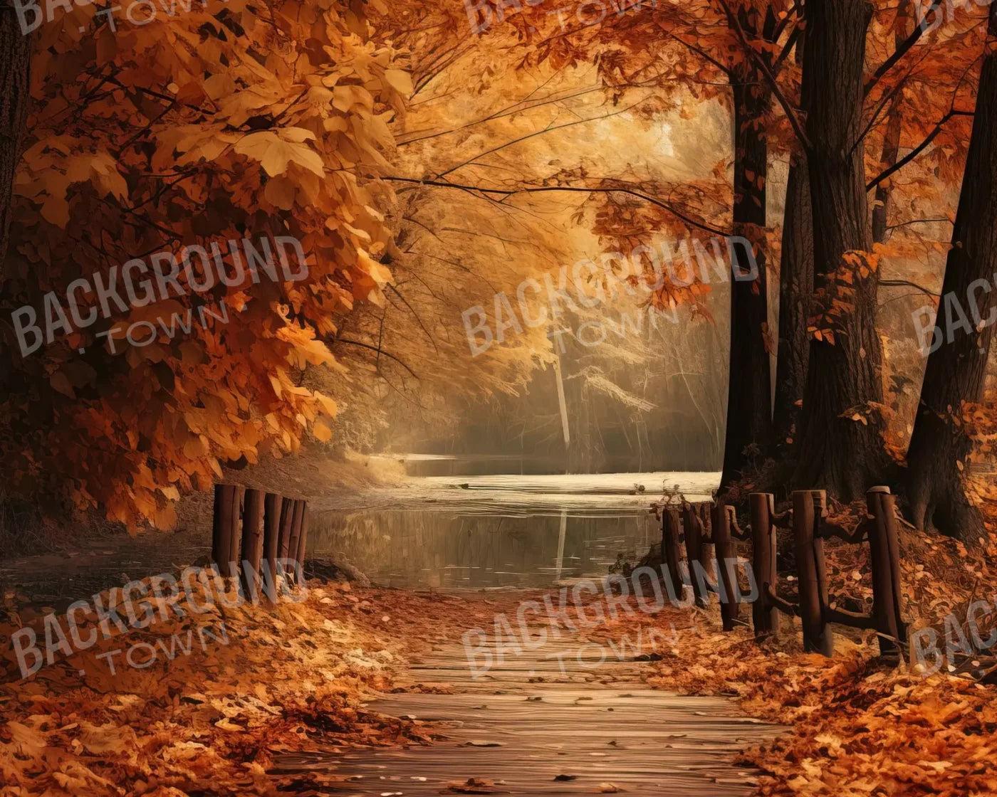 Autumn Lake Path Iv 10’X8’ Fleece (120 X 96 Inch) Backdrop