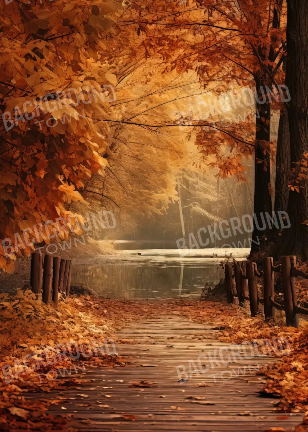 Autumn Lake Path Iv 5’X7’ Ultracloth (60 X 84 Inch) Backdrop