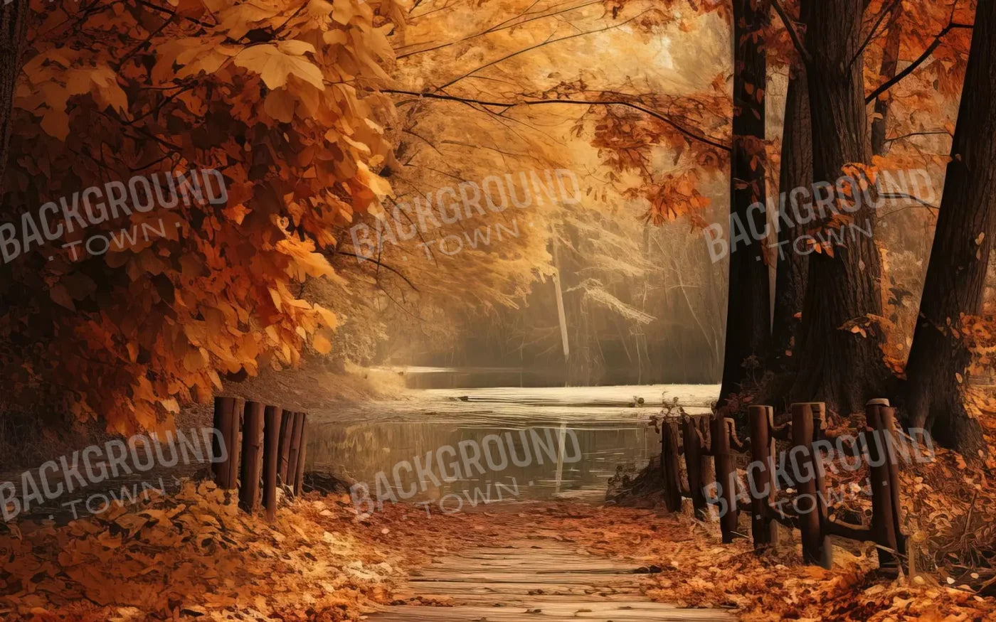 Autumn Lake Path Iv 8’X5’ Ultracloth (96 X 60 Inch) Backdrop