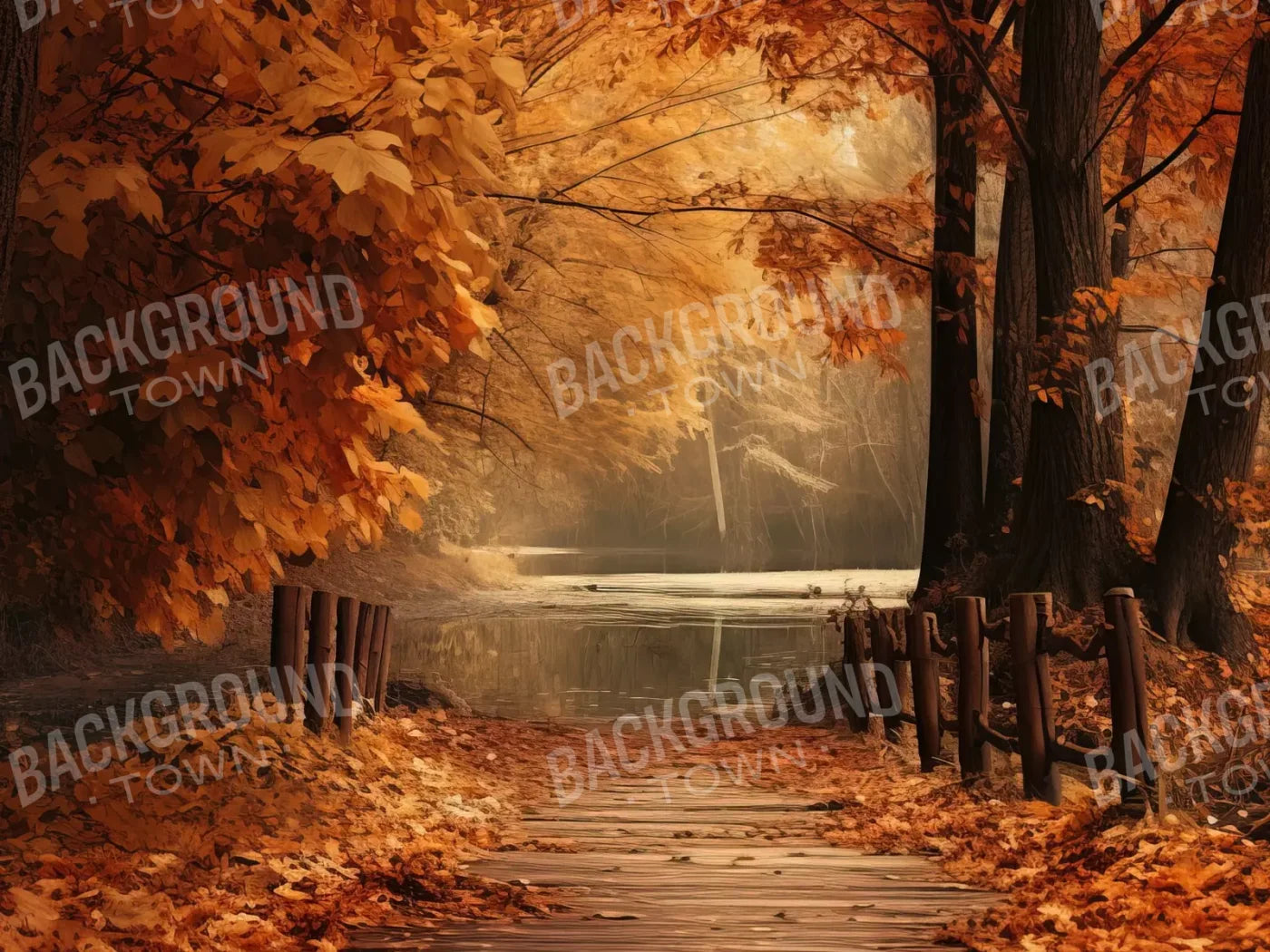 Autumn Lake Path Iv 8’X6’ Fleece (96 X 72 Inch) Backdrop