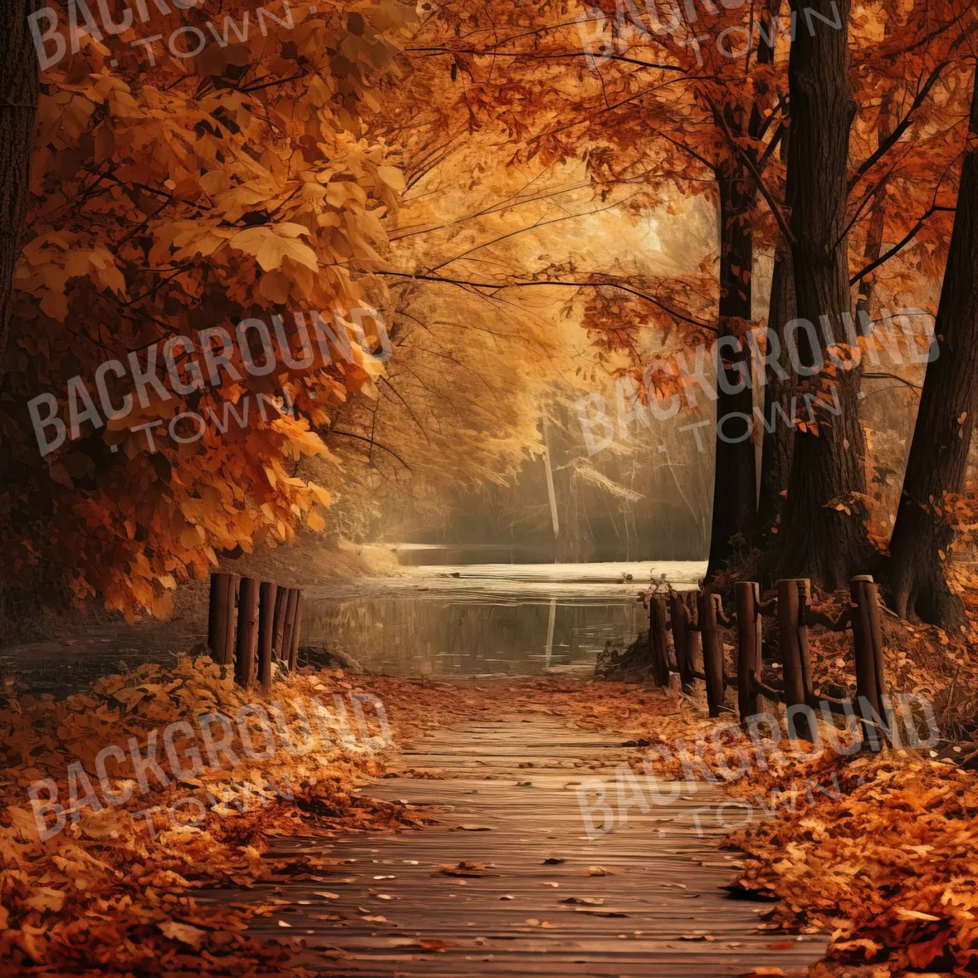Autumn Lake Path Iv 8’X8’ Fleece (96 X Inch) Backdrop