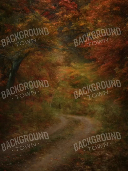 Autumn Road 8X10 Fleece ( 96 X 120 Inch ) Backdrop