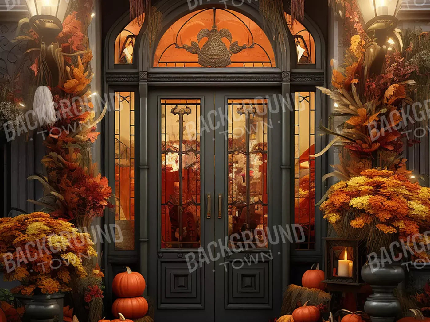 Autumn Store Front 1 10X8 Fleece ( 120 X 96 Inch ) Backdrop