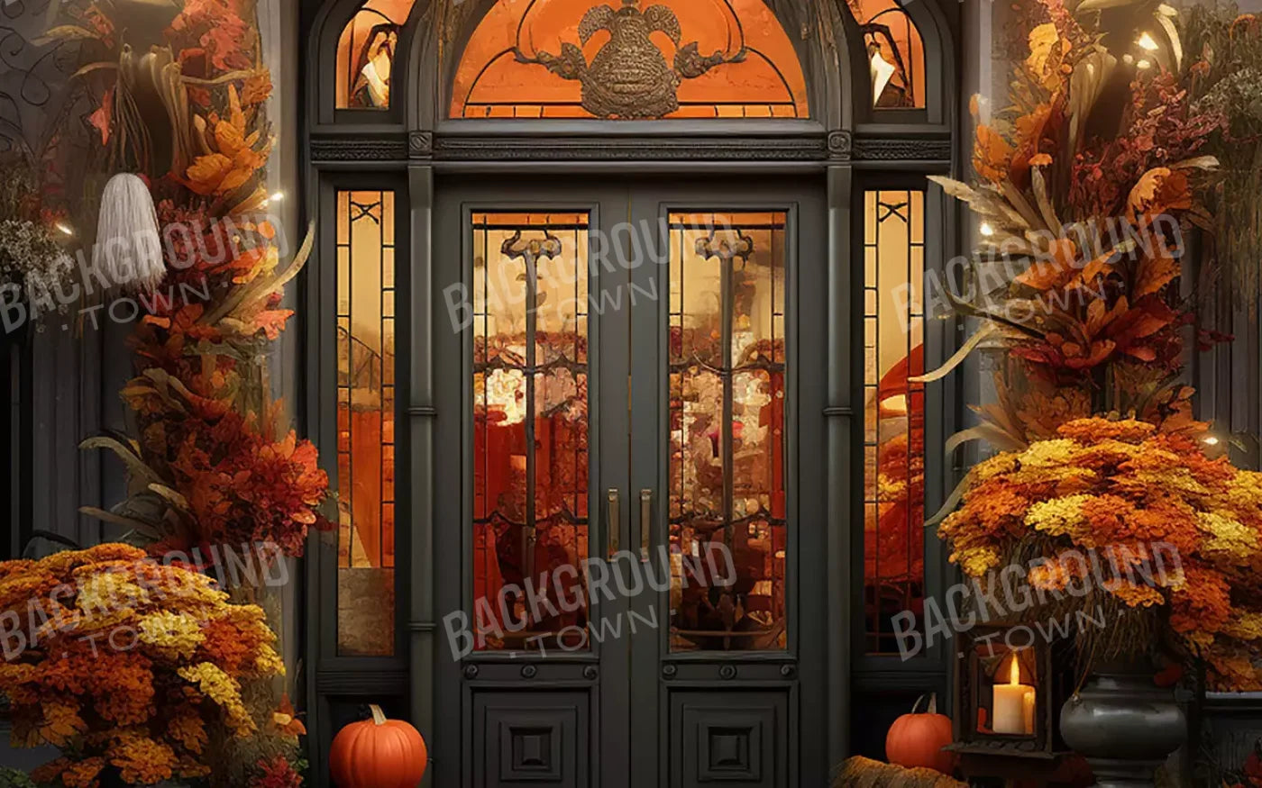 Autumn Store Front 1 14X9 Ultracloth ( 168 X 108 Inch ) Backdrop