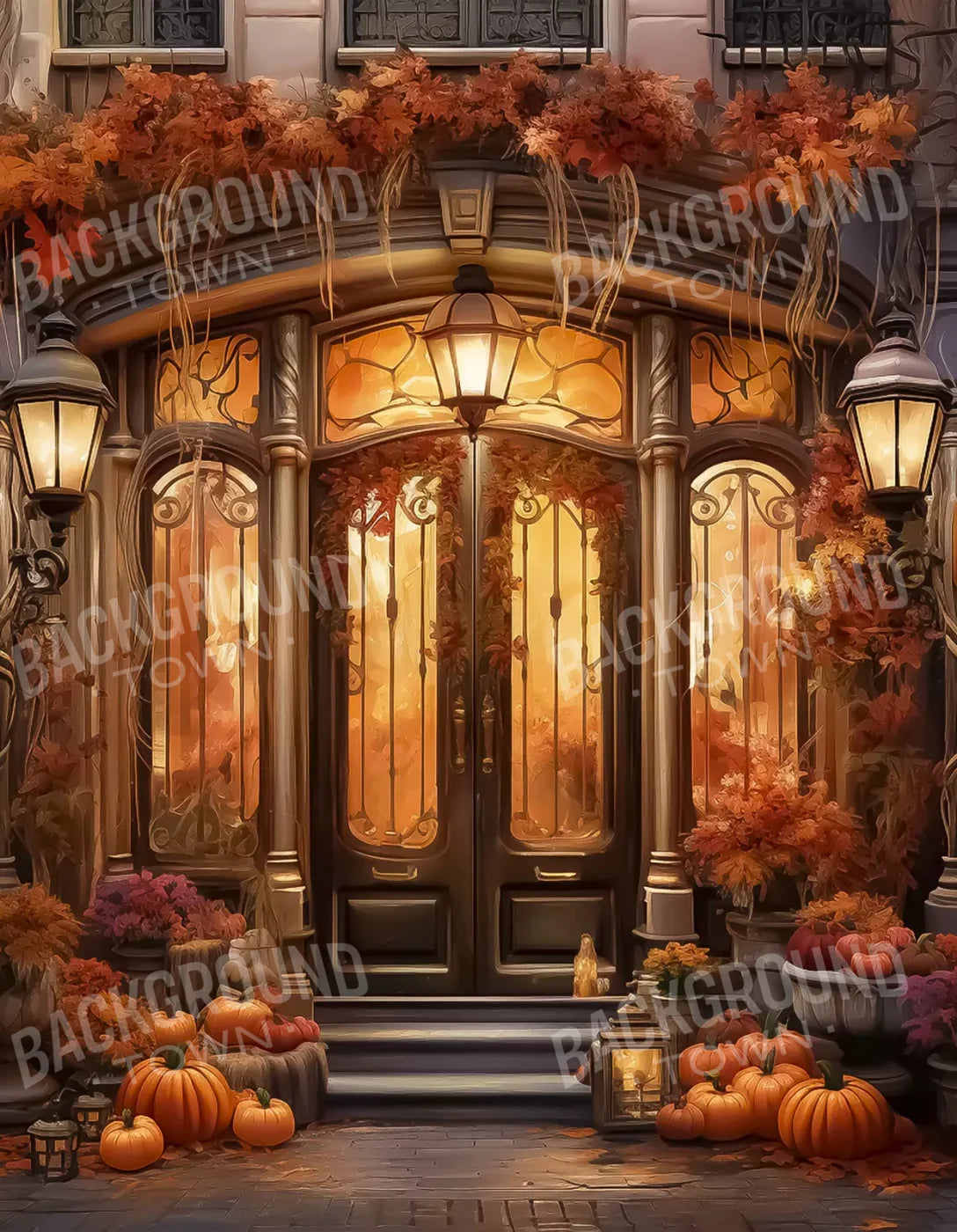 Autumn Storefront 2.1 6X8 Fleece ( 72 X 96 Inch ) Backdrop