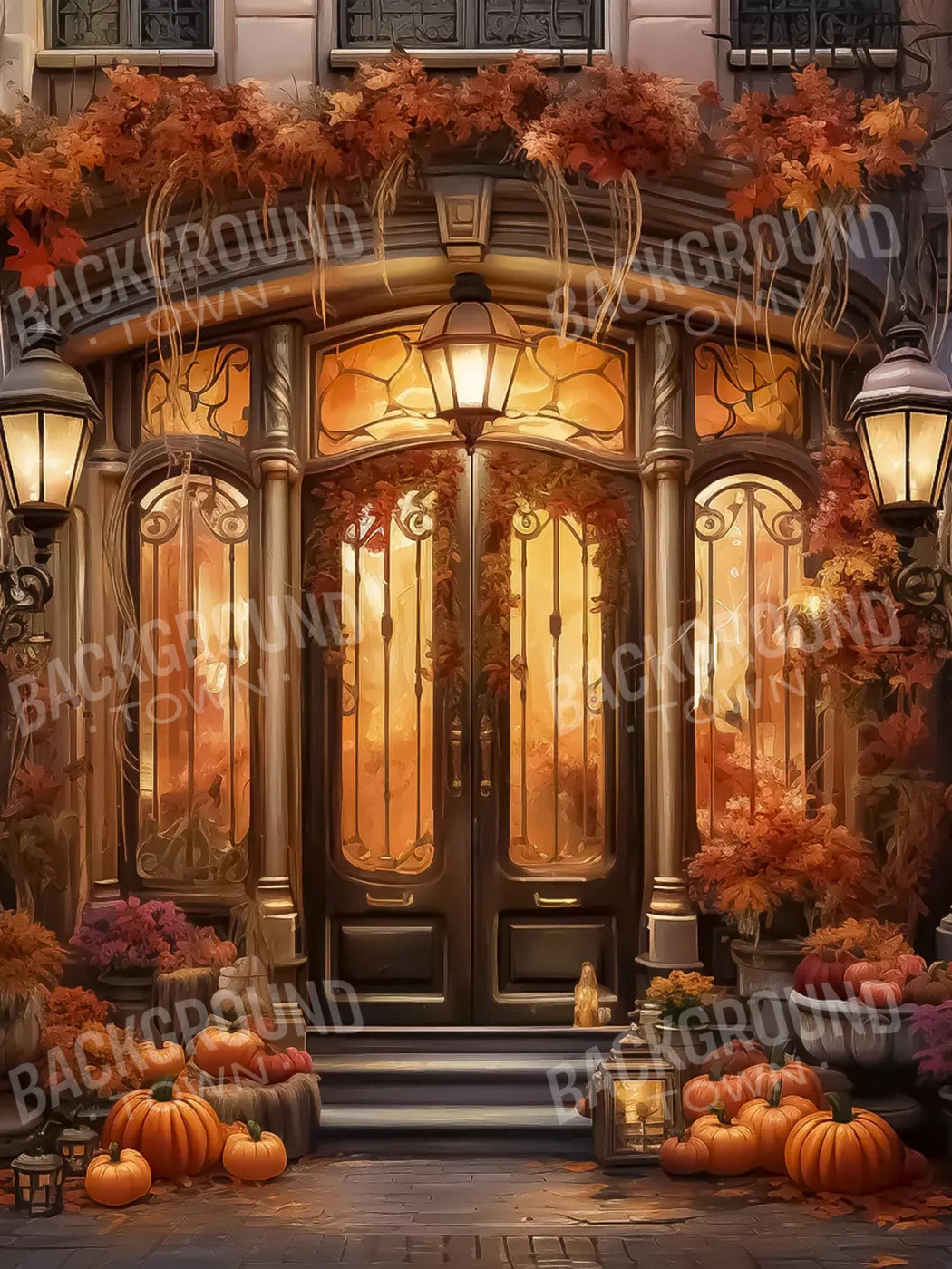 Autumn Storefront 2.1 8X10 Fleece ( 96 X 120 Inch ) Backdrop