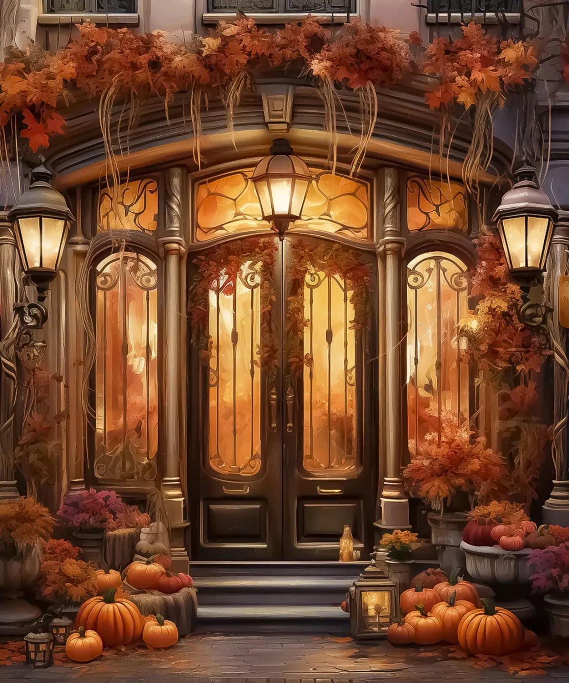 Fall Pumpkin Store Backdrop for Photography