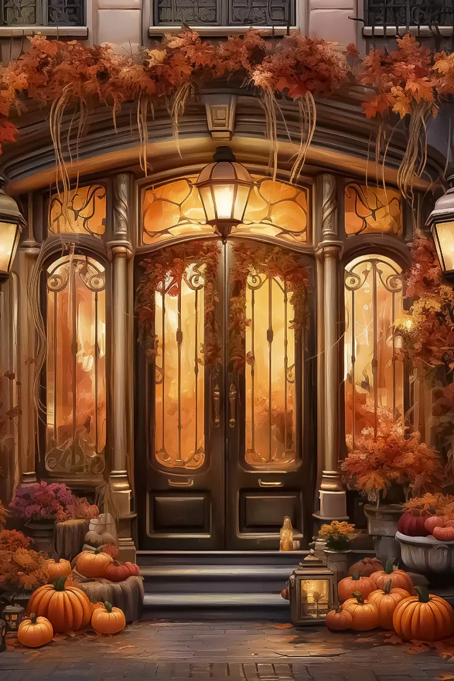 Autumn Storefront 2.1 5X8 Ultracloth ( 60 X 96 Inch ) Backdrop