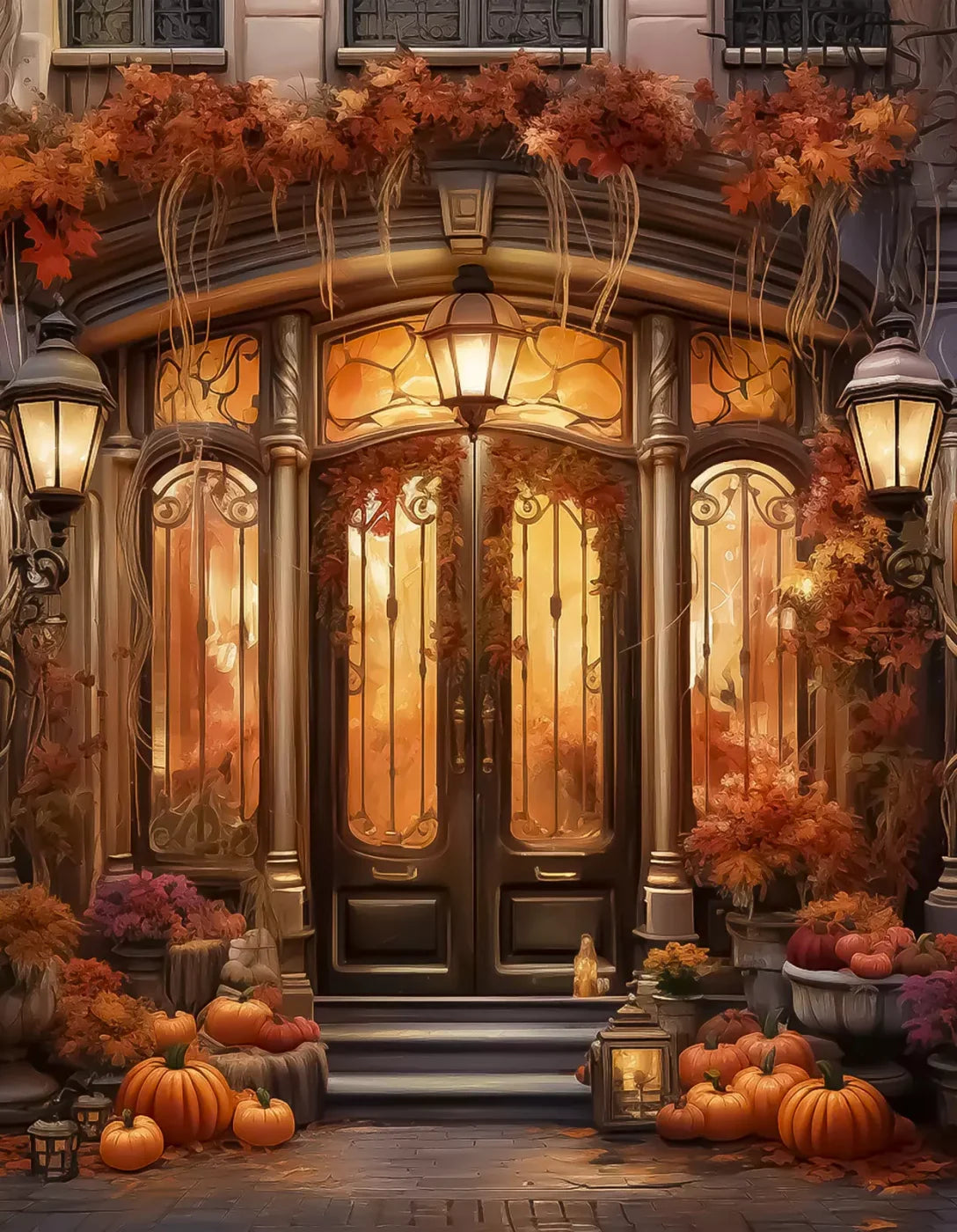 Autumn Storefront 2.1 6X8 Fleece ( 72 X 96 Inch ) Backdrop
