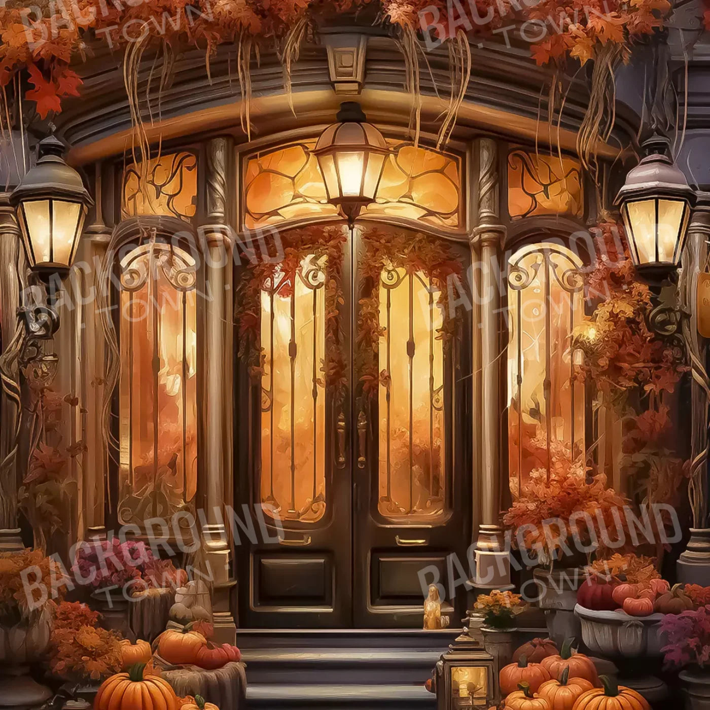Autumn Storefront 2.1 8X8 Fleece ( 96 X Inch ) Backdrop