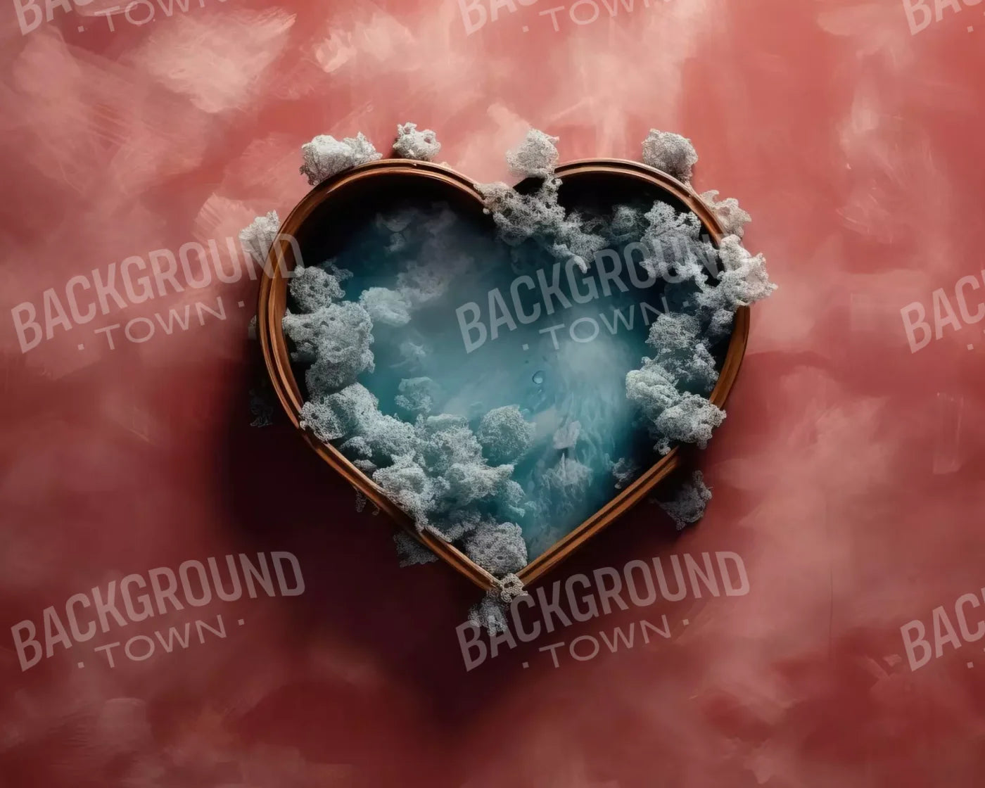 Baby Blue Heart Basket V 10’X8’ Fleece (120 X 96 Inch) Backdrop