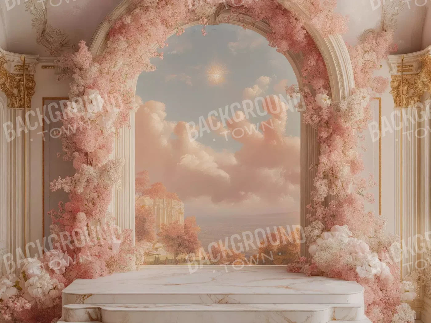Baby Pink Archway 6’8X5’ Fleece (80 X 60 Inch) Backdrop