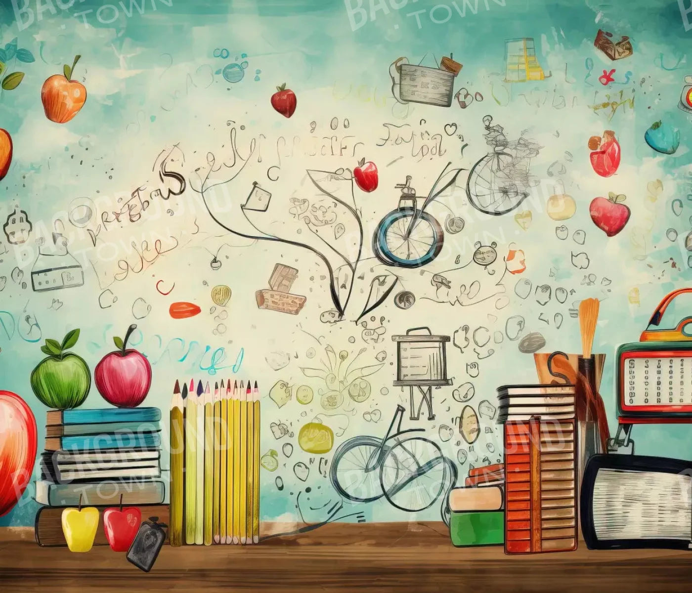 Back To School Day 12X10 Ultracloth ( 144 X 120 Inch ) Backdrop
