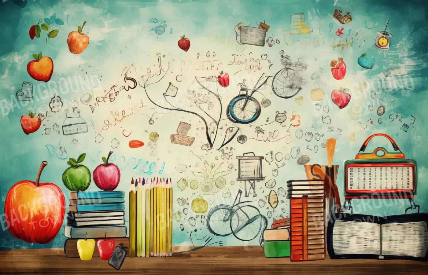 Back To School Day 12X8 Ultracloth ( 144 X 96 Inch ) Backdrop