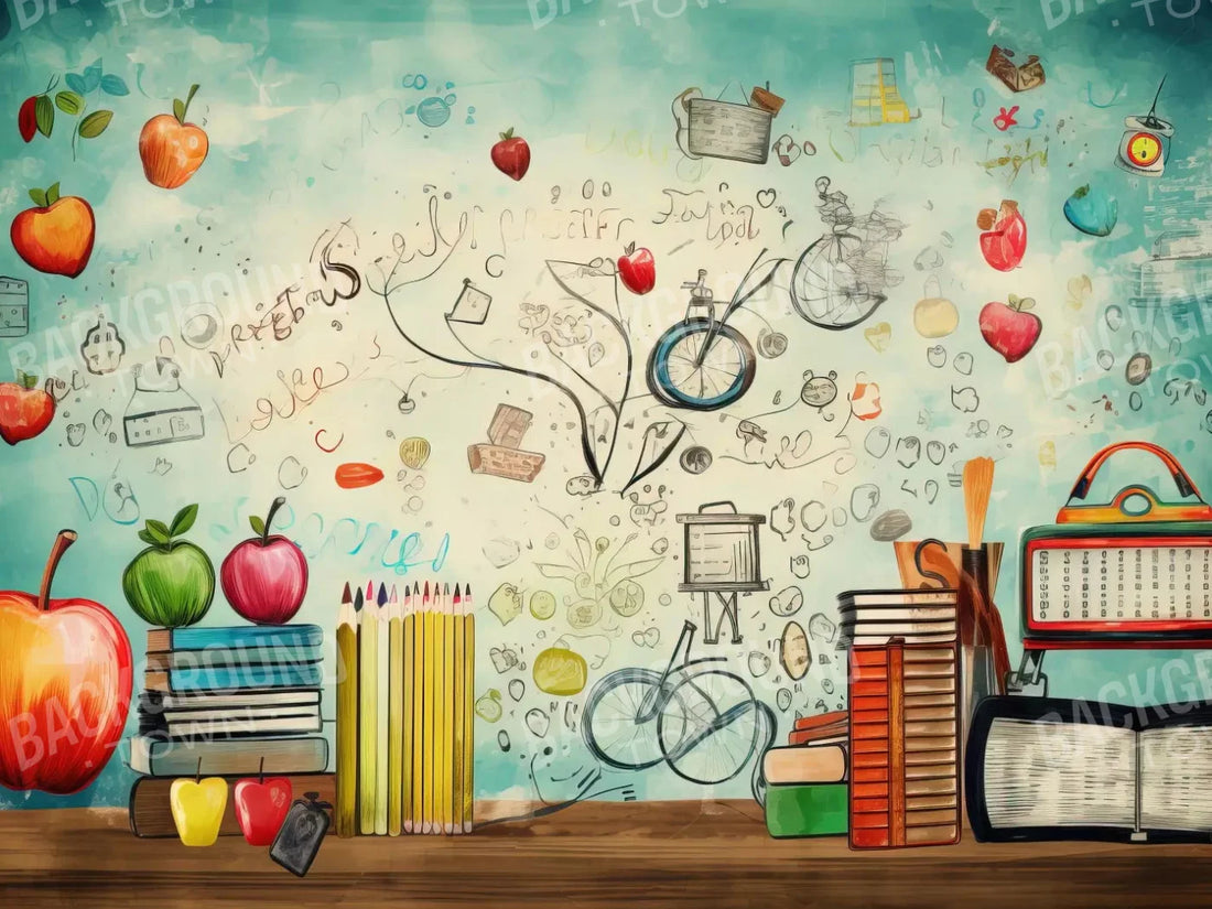 Back To School Day 68X5 Fleece ( 80 X 60 Inch ) Backdrop