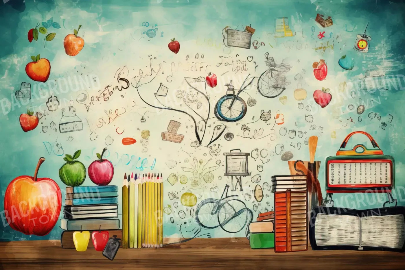 Back To School Day 8X5 Ultracloth ( 96 X 60 Inch ) Backdrop