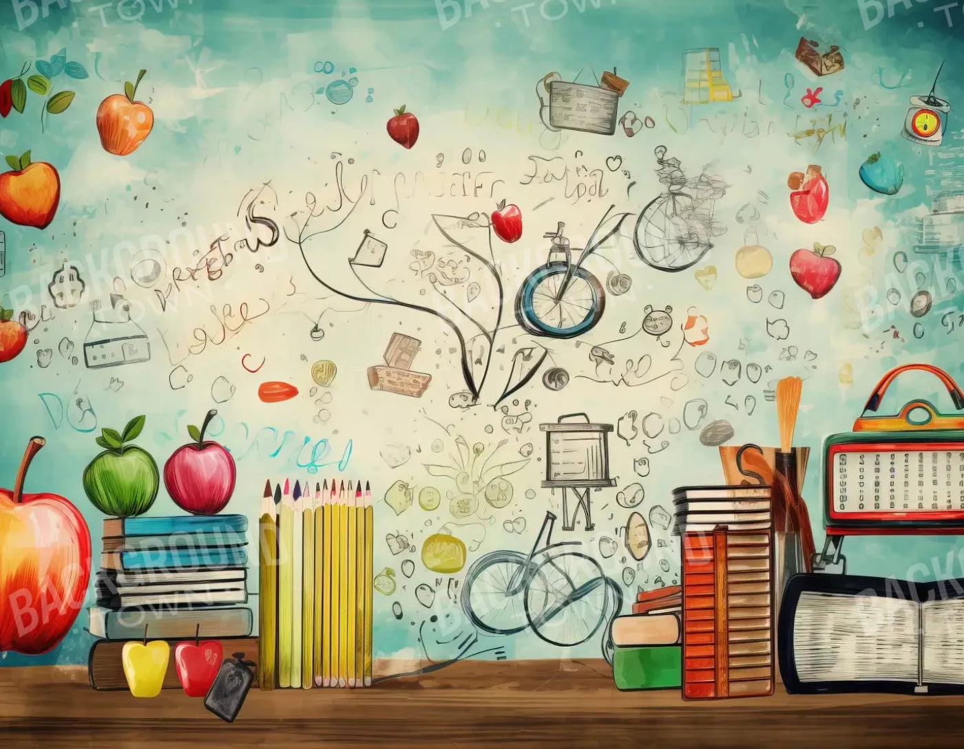 Back To School Day 8X6 Fleece ( 96 X 72 Inch ) Backdrop