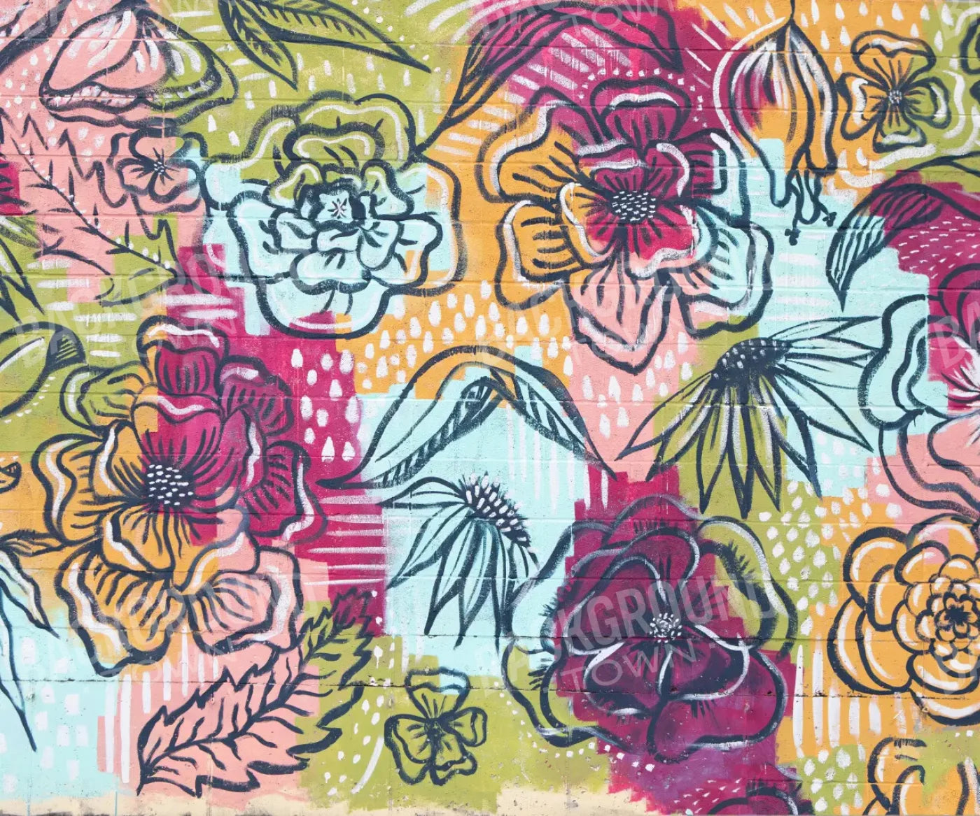 Pink Yellow Blue Green Backdrop for Photography