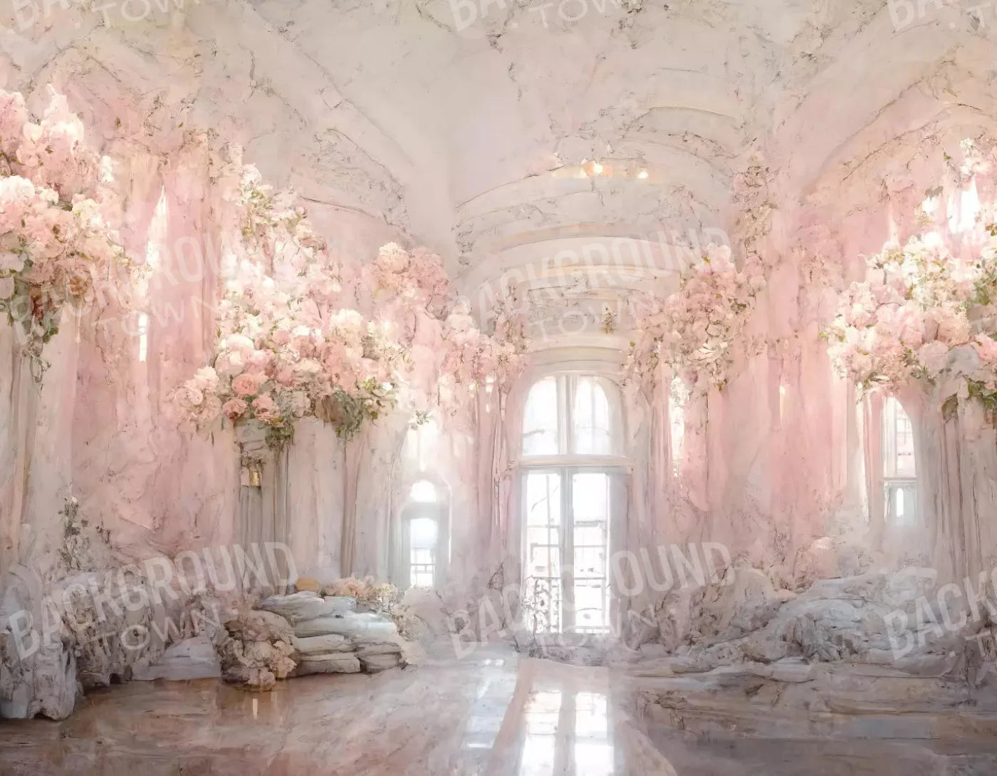 Ballroom In Pink 3 8X6 Fleece ( 96 X 72 Inch ) Backdrop