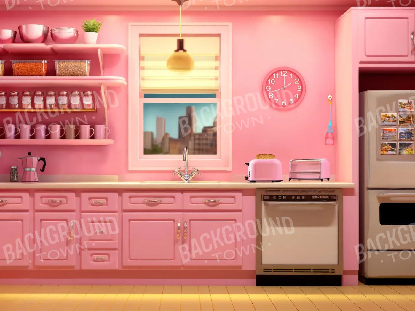 Barbie Kitchen 8’x6’ Fleece (96 x 72 inch) Backdrop