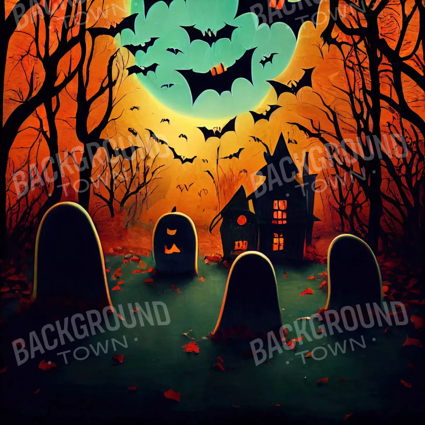 Batty Cemetary 10X10 Ultracloth ( 120 X Inch ) Backdrop
